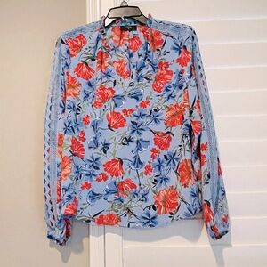 Brand new T Tahari ruffle split neck top